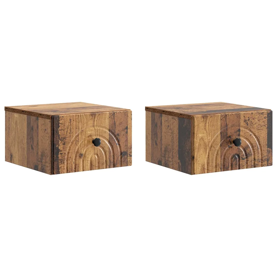 Cabinet de chevet mural 2 pcs Bois ancien 33 x 34,5 x 20 cm - 2
