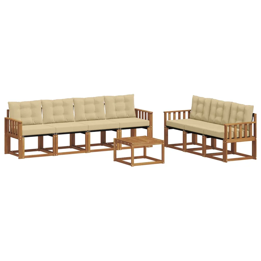 Ensemble de canapés d'extérieur 8 pcs Naturel et Beige - 2