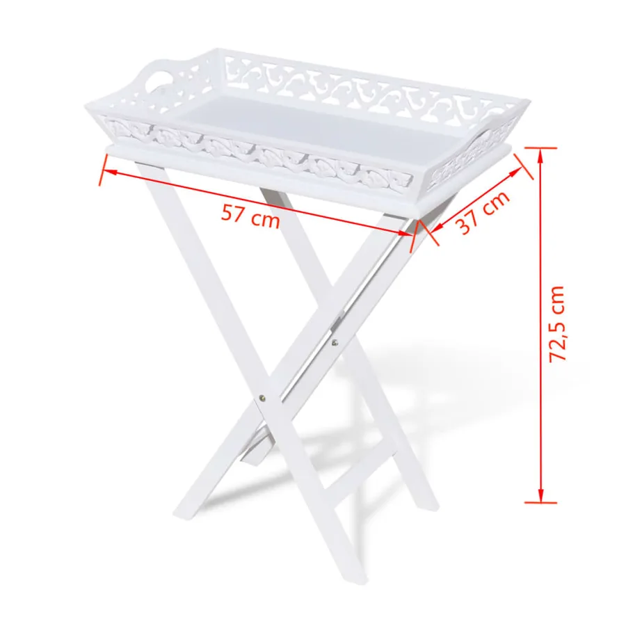 Table d'appoint avec plateau Blanc - 7