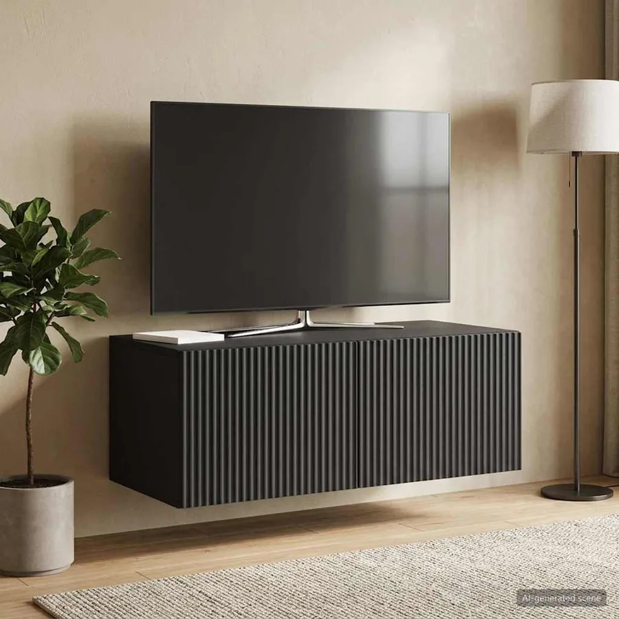 Meuble TV mural Noir 78,5 x 41 x 30 cm Bois d'ingénierie - 4
