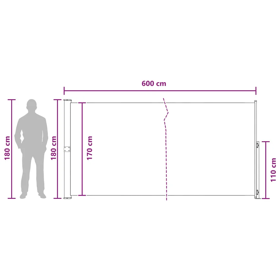 Store latéral rétractable 180 x 600 cm Polyester Rectangulaire - 7