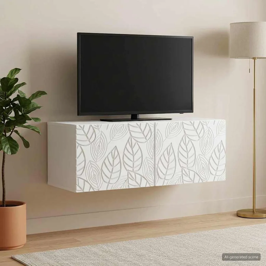 Meuble TV mural 78,5 x 31 cm Blanc Bois d'ingénierie