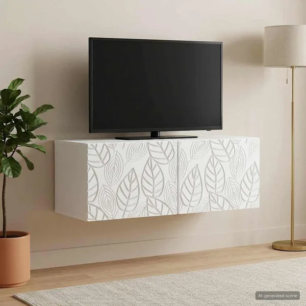 Meuble TV mural 78,5 x 31 cm Blanc Bois d'ingénierie