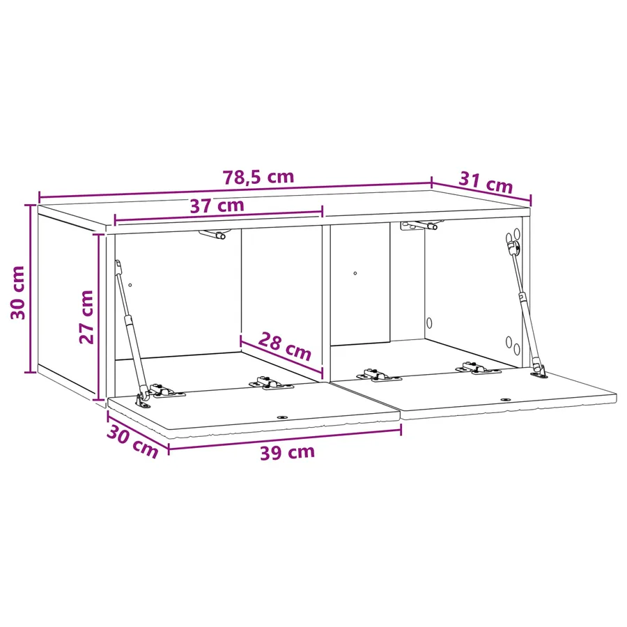 Meuble TV mural 78,5 x 31 cm Blanc Bois d'ingénierie - 9