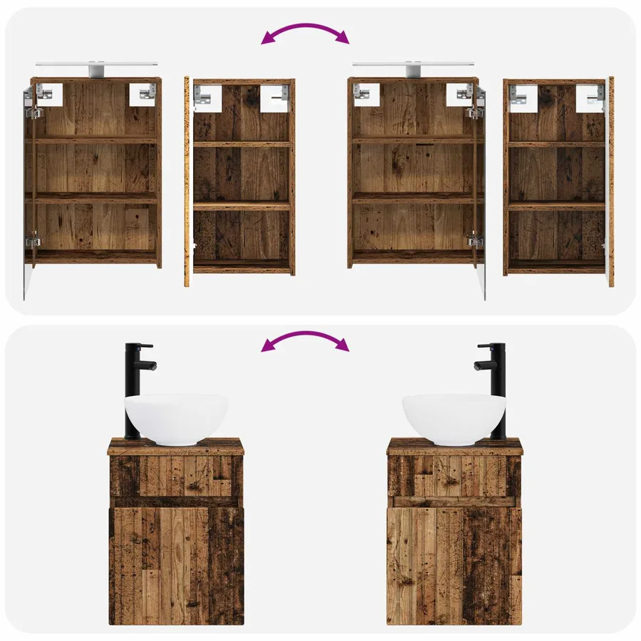 Ensemble d'armoire de salle de bain 5 pcs Bois ancien - 13