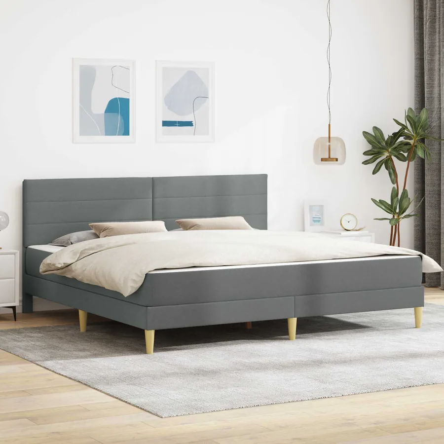 Cadre de lit Gris foncé 200 x 200 cm Polyester