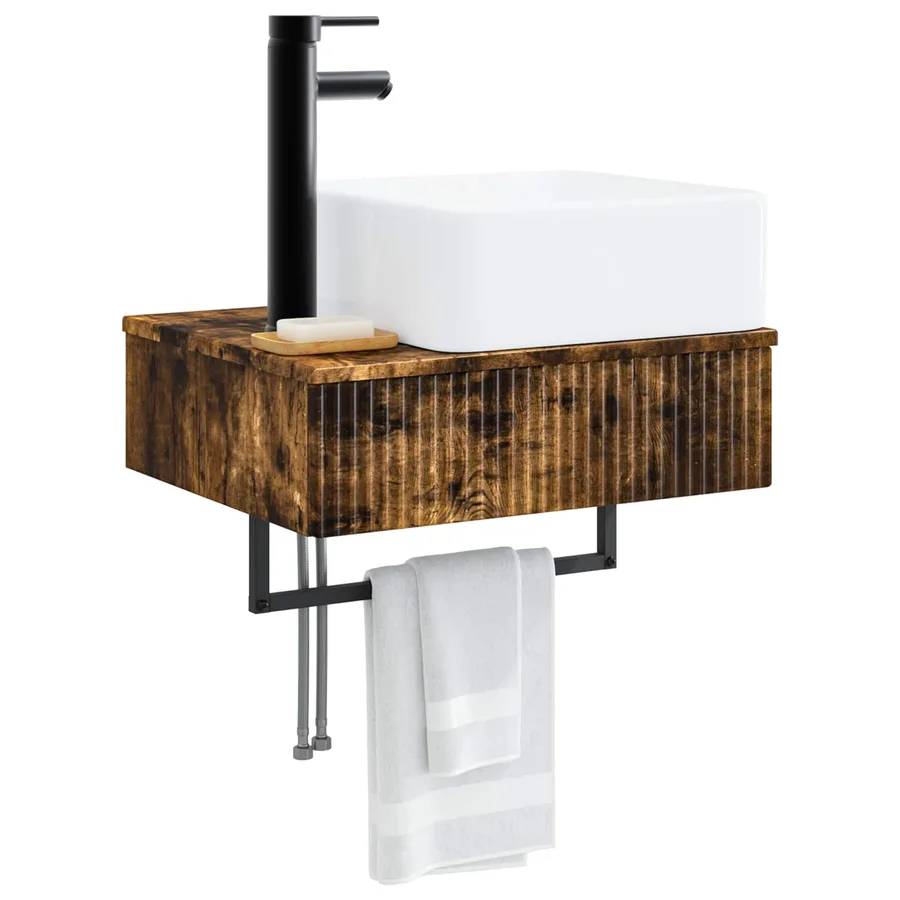 Basin de lavage mural Chêne fumé 50 x 41 x 39 cm - 3