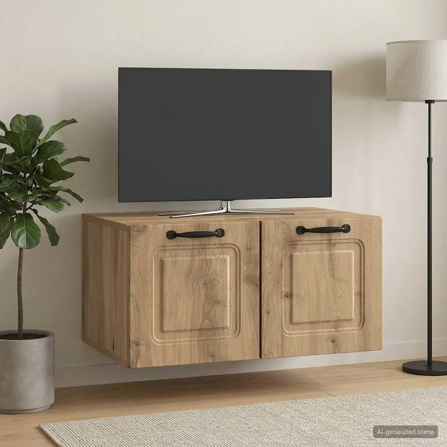 Meuble TV mural 59,5 x 41 x 30 cm Chêne artisanal