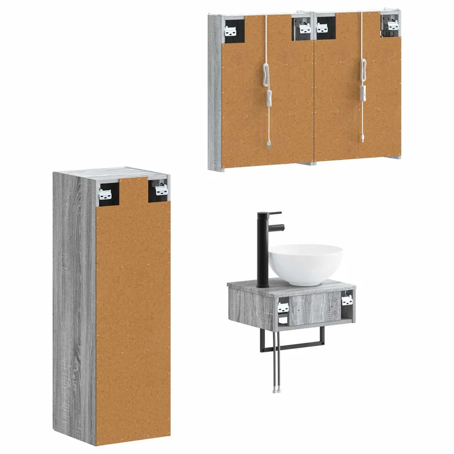 Ensemble d'armoire de salle de bain 4 pcs Sonoma gris - 5