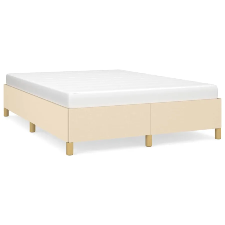 Cadre de lit sans matelas crème 140x200 cm tissu - 2