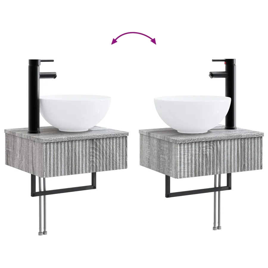 Ensemble d'armoire de salle de bain 4 pcs Sonoma gris - 13