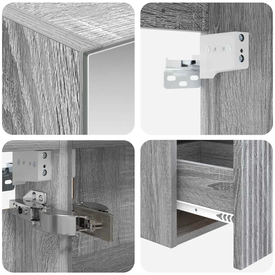 Ensemble d'armoire de salle de bain 4 pcs Sonoma gris - 9