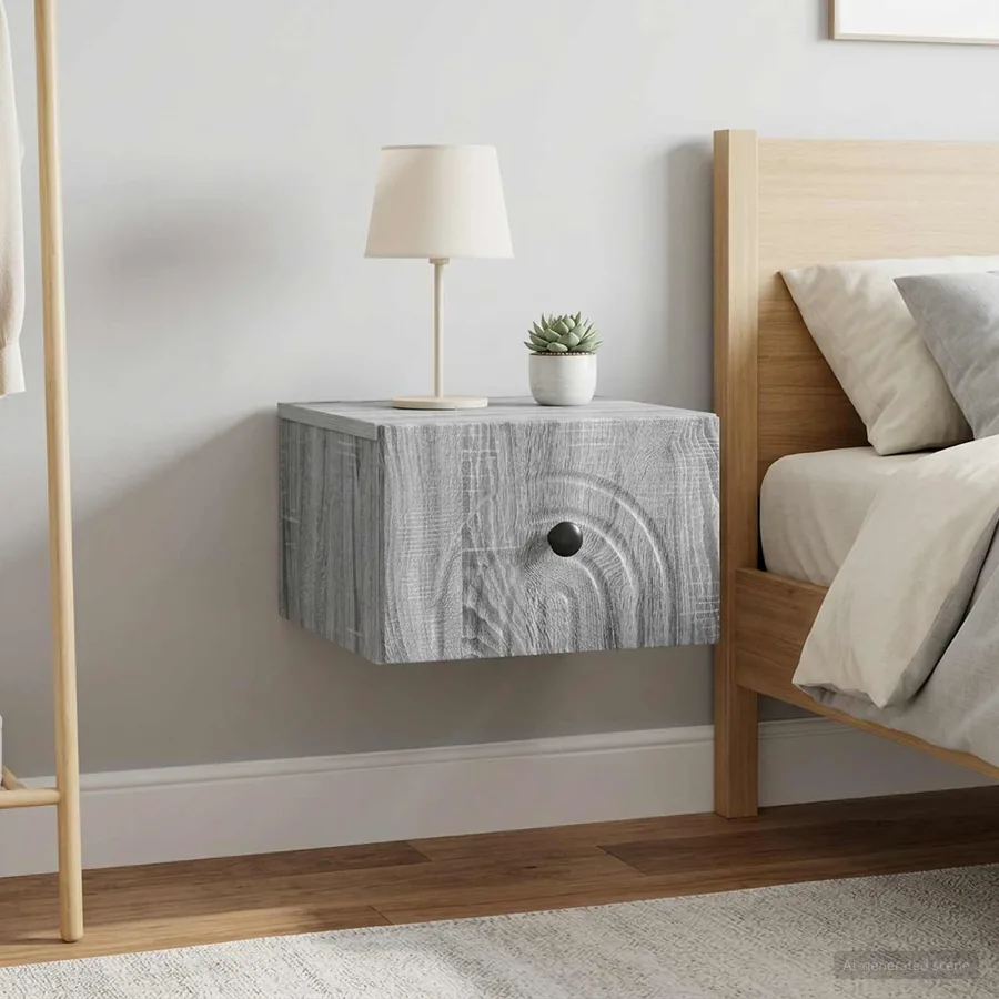 Cabinet de chevet mural 2 pcs Sonoma gris 33 x 34,5 x 20 cm