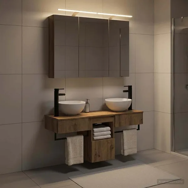 Ensemble d'armoire de salle de bain 4 pc Chêne artisanal