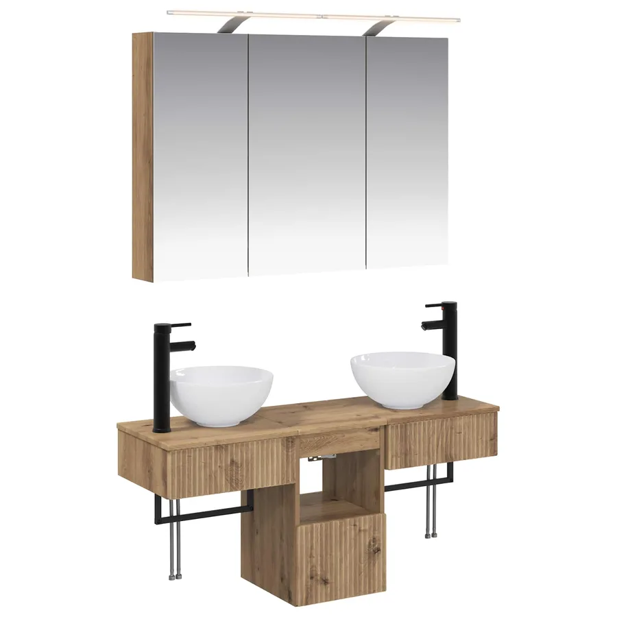 Ensemble d'armoire de salle de bain 4 pc Chêne artisanal - 2