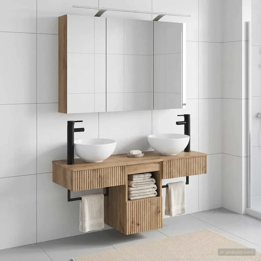 Ensemble d'armoire de salle de bain 4 pc Chêne artisanal - 4