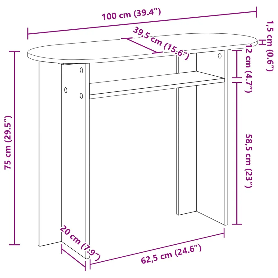 Table console avec stockage Blanc brillant 100 x 39,5 x 75 cm - 8
