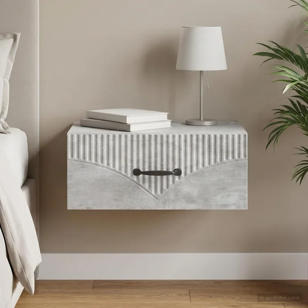 Cabinet de chevet mural Gris béton 49 x 34,5 x 20 cm