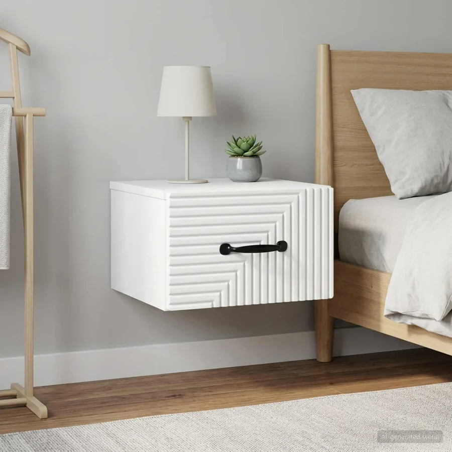 Cabinet de chevet mural 2 pcs Blanc 34,5 x 33 x 20 cm - 4