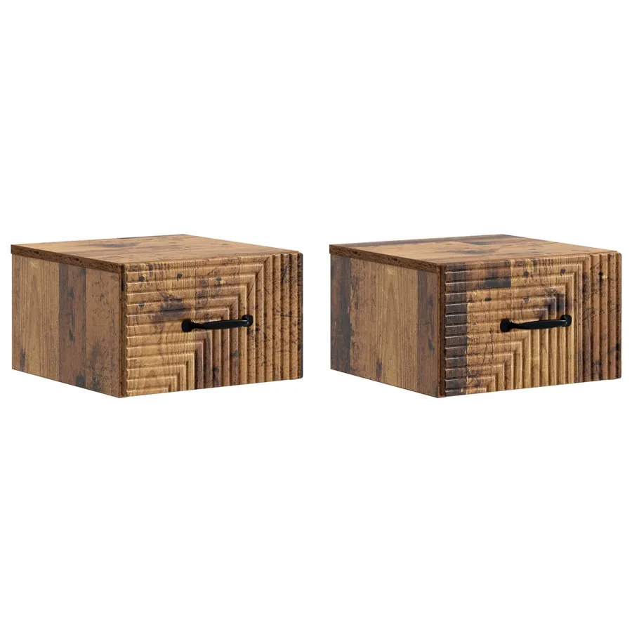 Cabinet de chevet mural 2 pcs Bois ancien 34,5 x 33 x 20 cm - 2