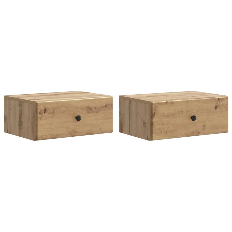 Cabinet de chevet mural 2 pc Chêne artisanal 49 x 34,5 x 20 cm - 2