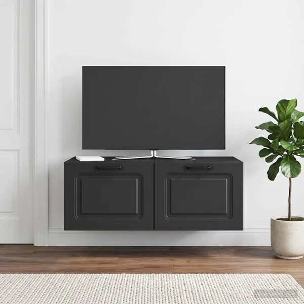 Meuble TV mural Noir 78,5 x 41 x 30 cm Bois d'ingénierie