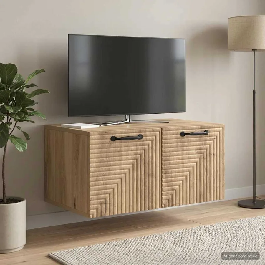 Meuble TV mural 59,5 x 41 x 30 cm Chêne artisanal - 4