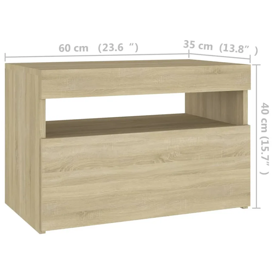 Tables de chevet à LED 2 pcs Chêne sonoma 60x35x40 cm - 16
