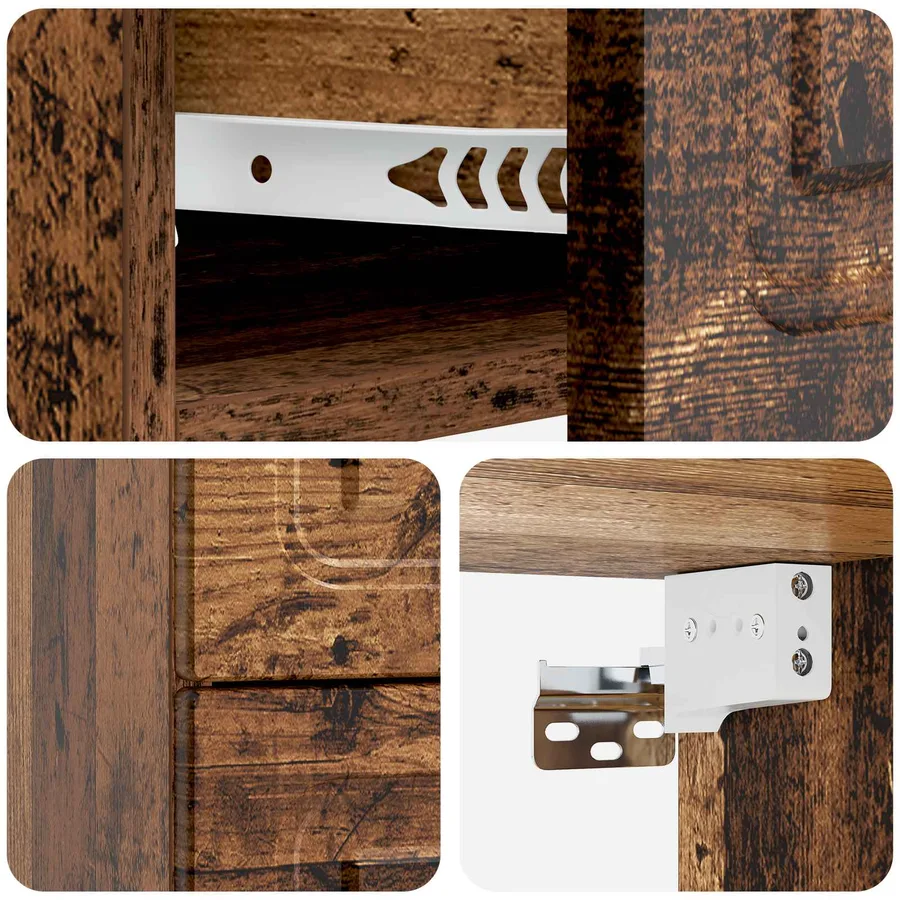 Cabinet de chevet mural 2 pcs Bois ancien 34,5 x 33 x 40 cm - 10