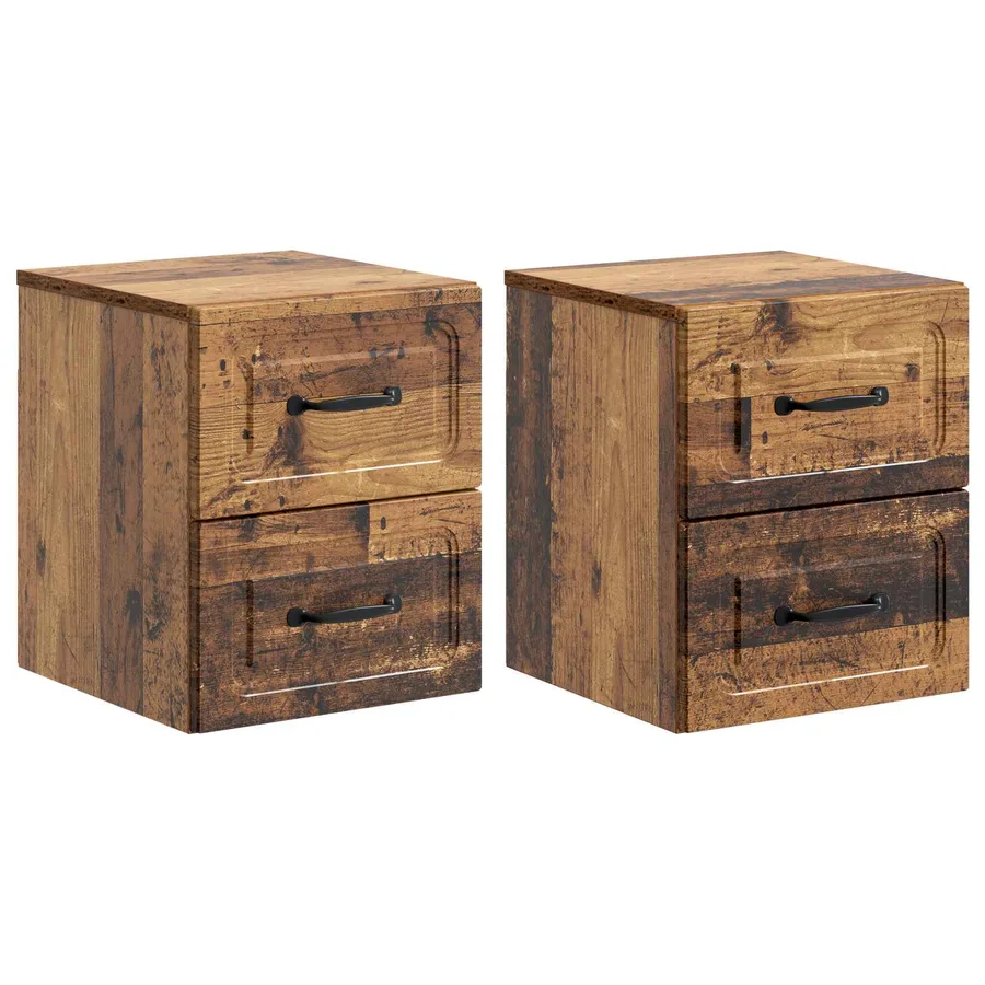 Cabinet de chevet mural 2 pcs Bois ancien 34,5 x 33 x 40 cm - 2