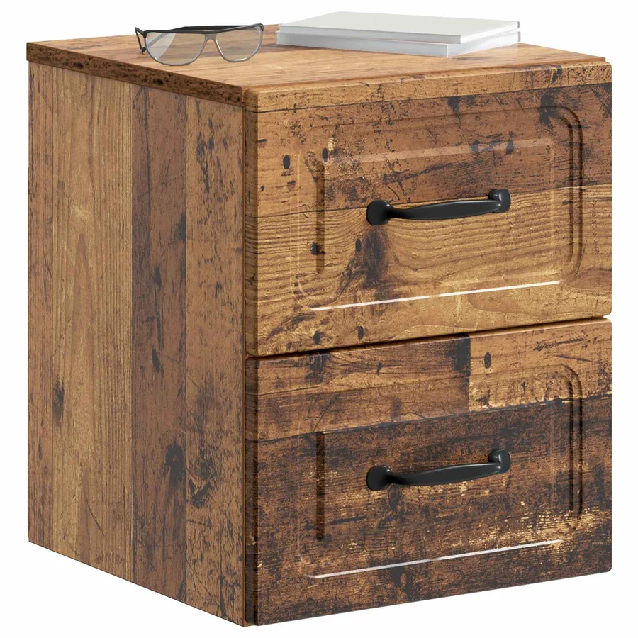 Cabinet de chevet mural 2 pcs Bois ancien 34,5 x 33 x 40 cm - 3