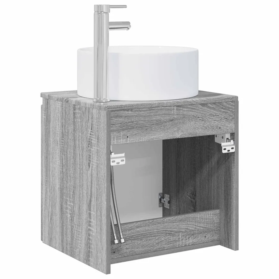 Meuble de lavabo mural Sonoma gris 49,5 x 44,5 x 65,5 cm - 5