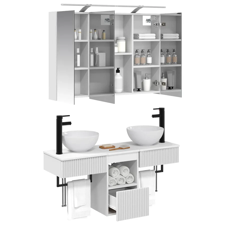 Ensemble d'armoire de salle de bain 4 pcs Blanc - 3