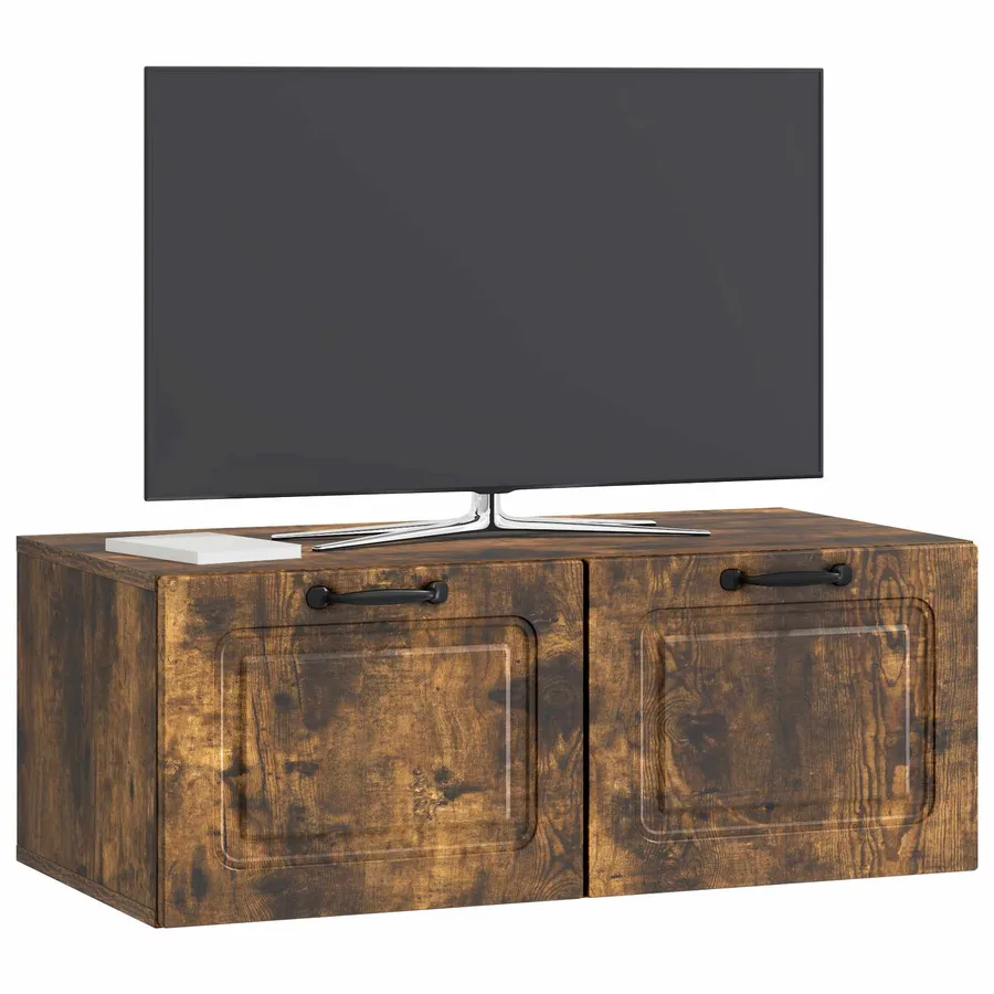 Meuble TV mural Chêne fumé 78,5 x 41 x 30 cm Bois d'ingénierie - 3