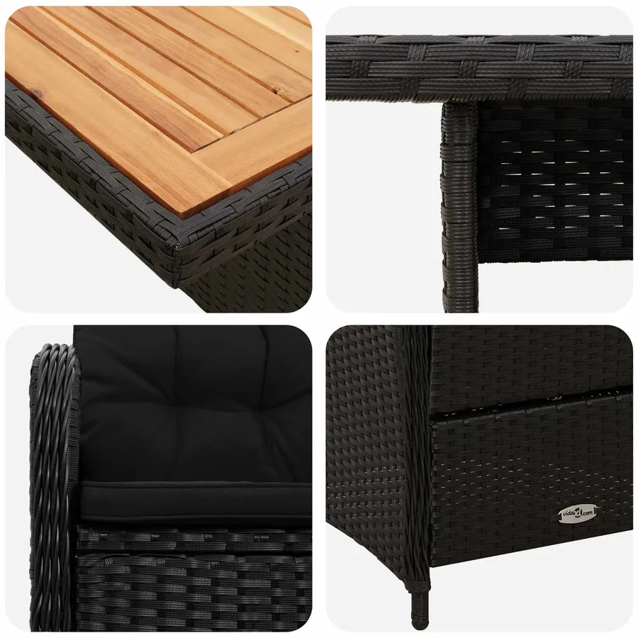 Ensemble de repas extérieur 5 pcs Noir - 7