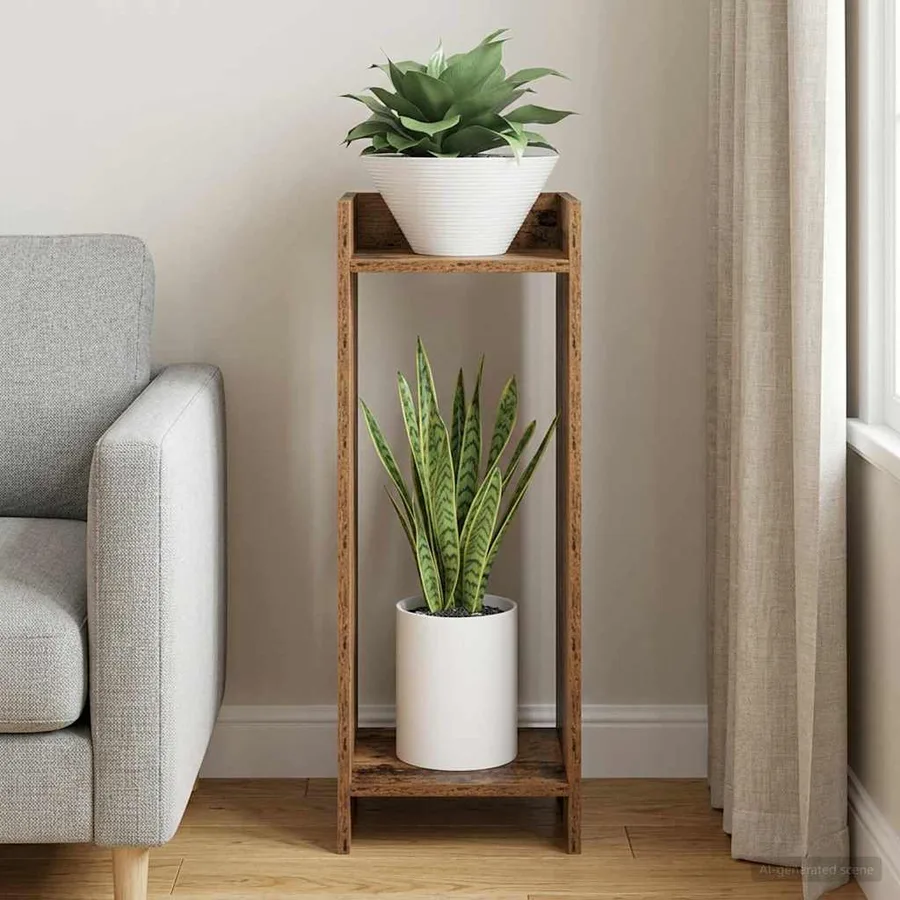Support de Plante Bois ancien 30 x 30 x 80 cm Bois d’ingénierie - 4