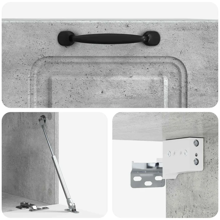 Meuble TV mural Gris béton 59,5 x 41 x 30 cm Bois d'ingénierie - 9