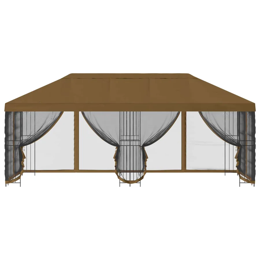 Gazebo avec murs latéraux 6 x 3 m Taupe Polyester et Acier 190 - 3