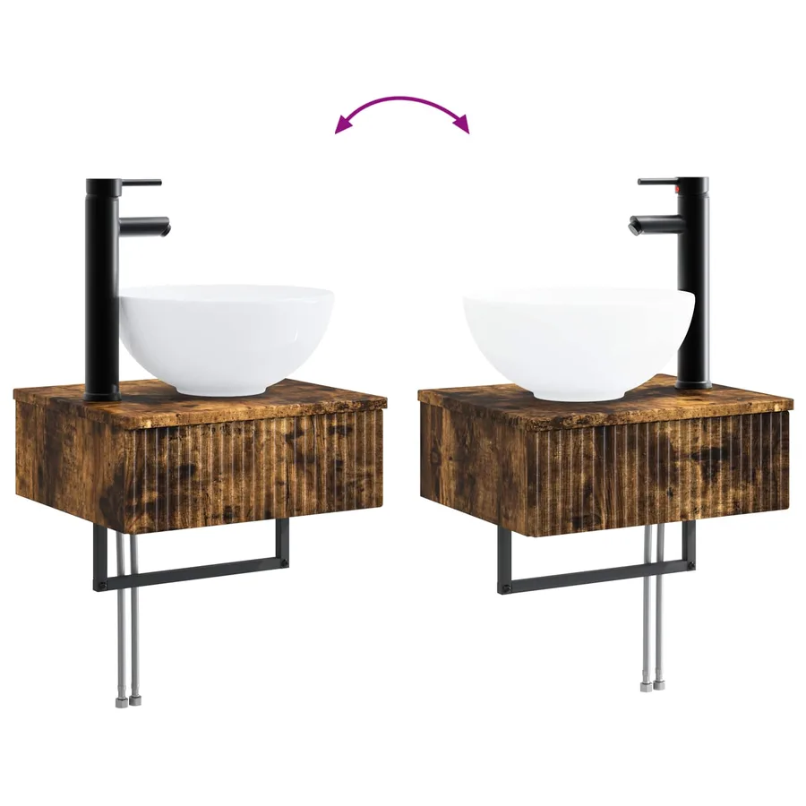 Ensemble de mobilier de salle de bain 6 pcs Chêne fumé - 13
