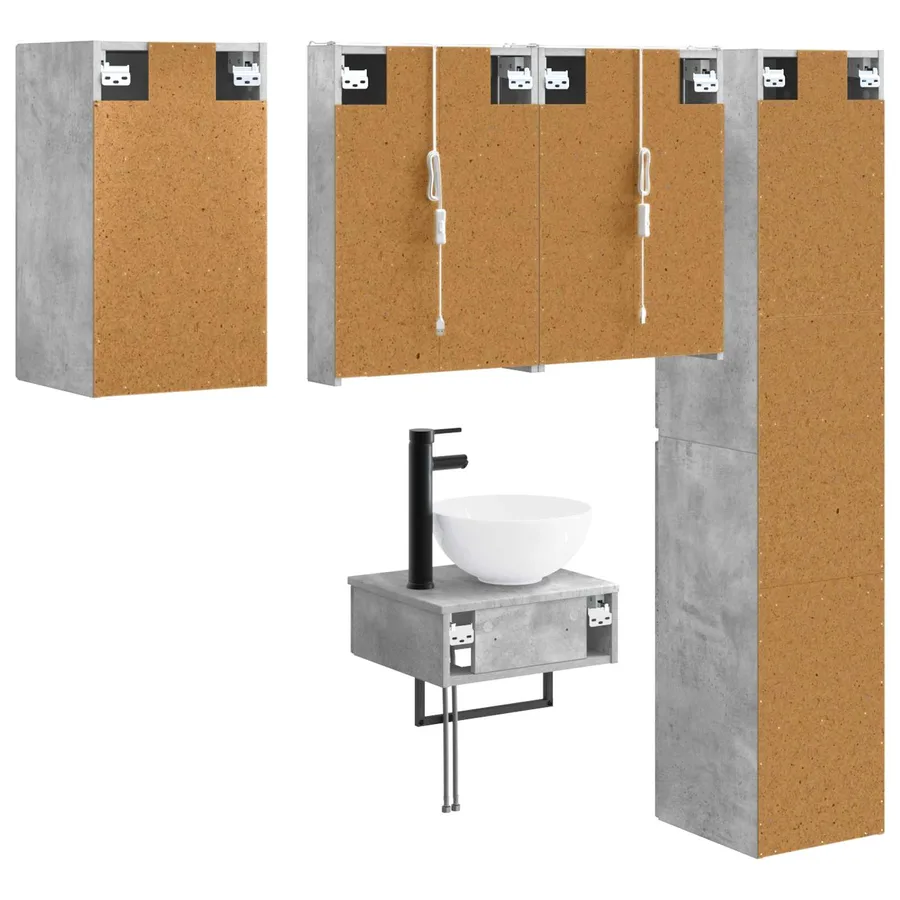 Ensemble de mobilier de salle de bain 5 pcs Gris béton - 9