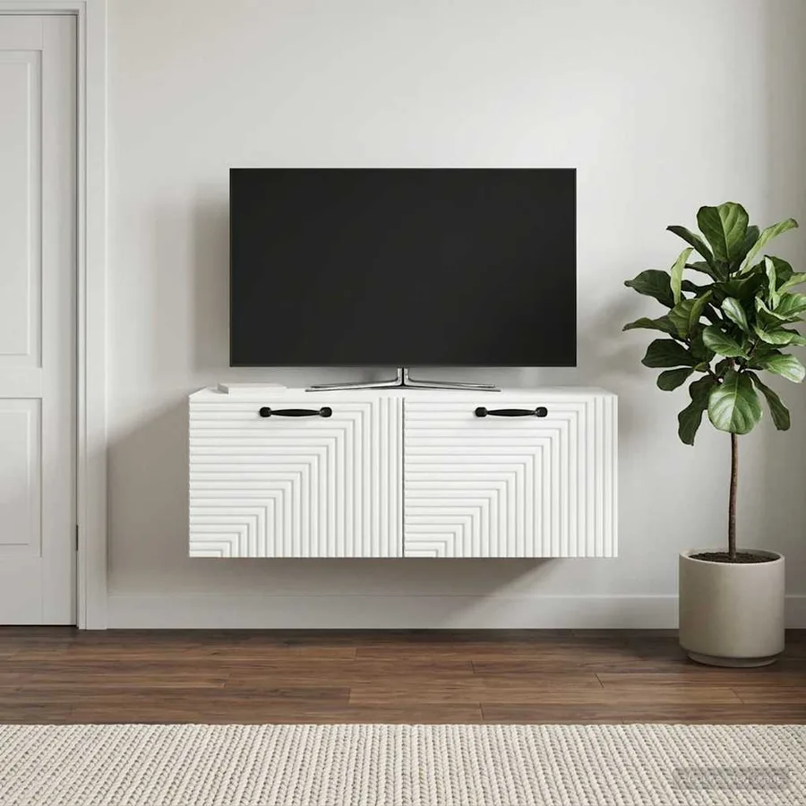 Meuble TV mural Blanc 78,5 x 31 x 30 cm Bois d'ingénierie - 4