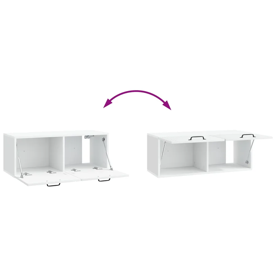 Meuble TV mural Blanc 78,5 x 31 x 30 cm Bois d'ingénierie - 8