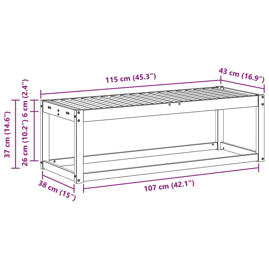 Banc de Jardin Naturel 115 x 43 x 37 cm Bois d'Acacia Massif - 9