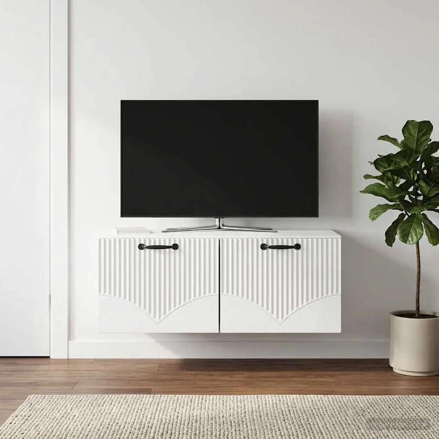 Meuble TV mural Montage mural Blanc brillant 78,5 x 41 x 30 cm