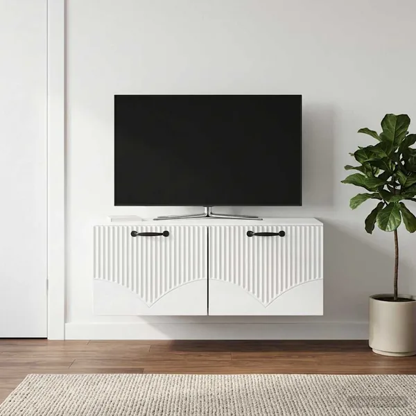 Meuble TV mural Montage mural Blanc brillant 78,5 x 41 x 30 cm
