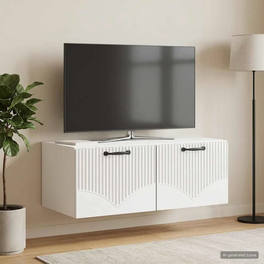 Meuble TV mural Montage mural Blanc brillant 78,5 x 41 x 30 cm - 4