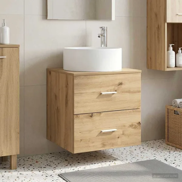 Vanité de lavabo mural Chêne artisanal 49,5 x 44,5 x 65,5 cm