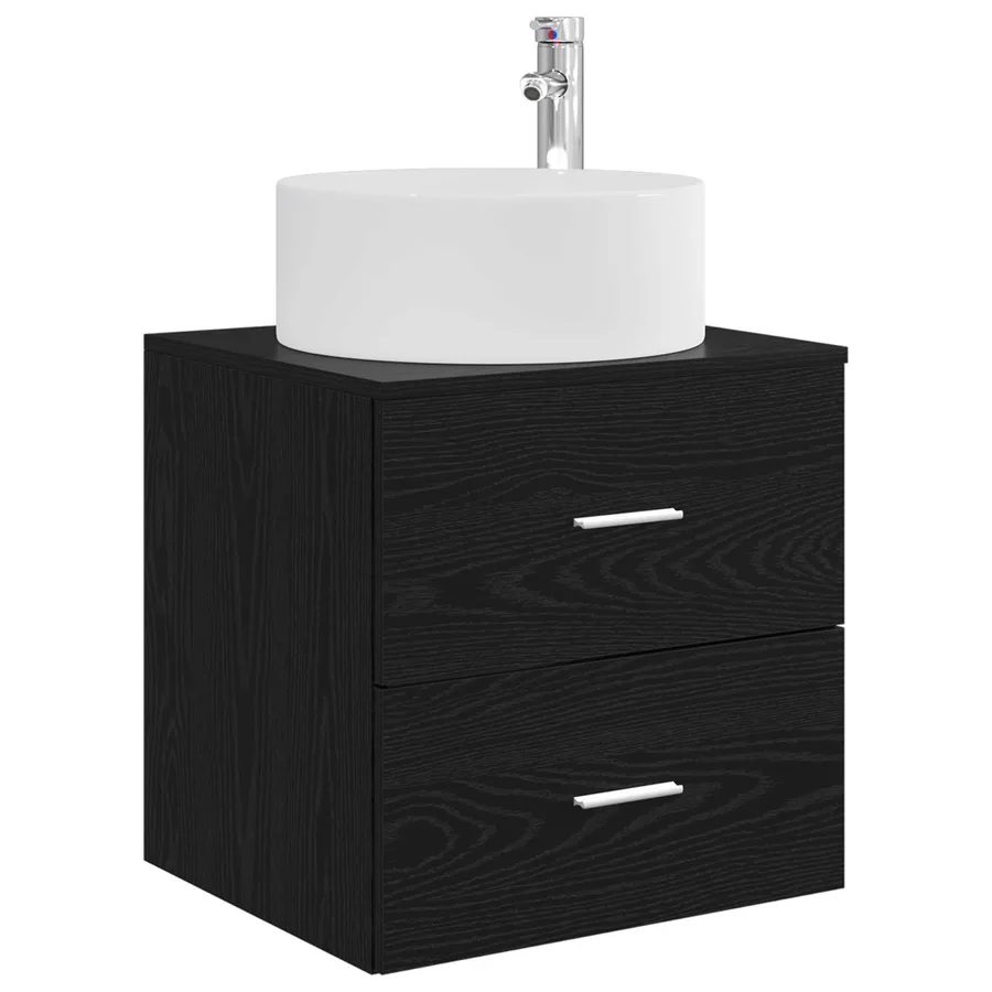Vanité de lavabo mural Chêne noir 49,5 x 44,5 x 65,5 cm - 2