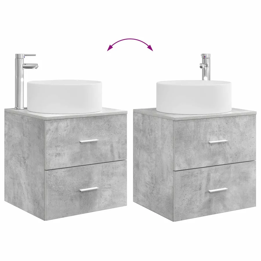 Ensemble de mobilier de salle de bain 2 pcs Gris béton - 9