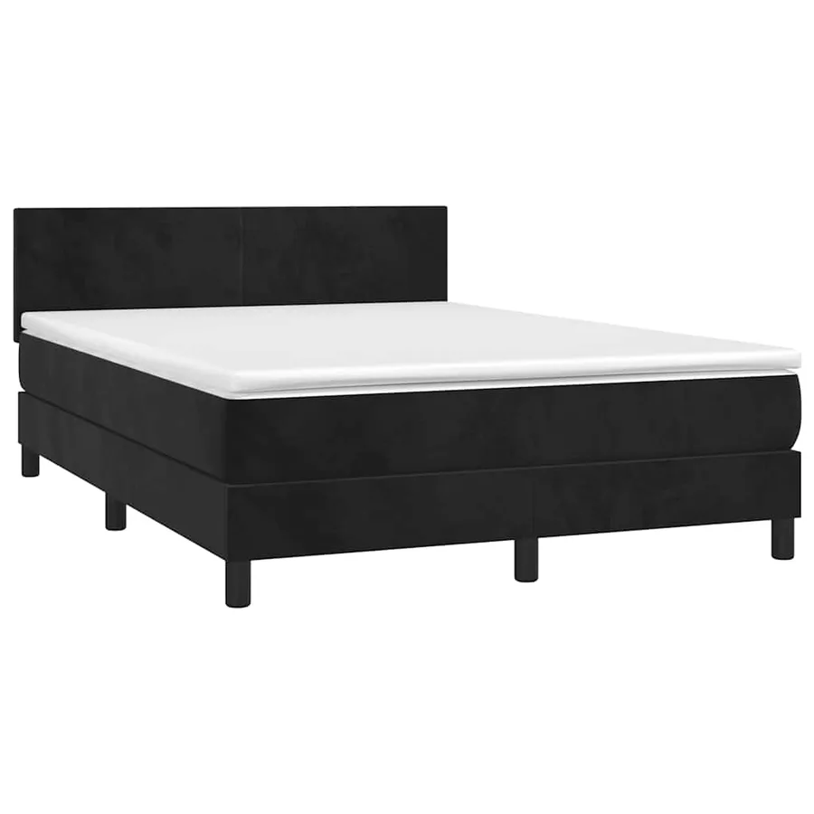 Sommier à lattes de lit avec matelas Noir 140x190 cm Velours - 3